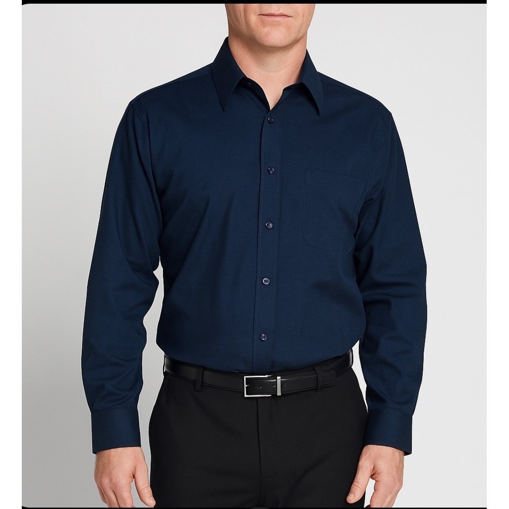 Pierre Cardin Sz‎ 16-16.5 Mens Black Button Down Dress Shrt
